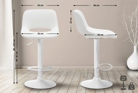 2x Barová stolička Camden - koženka, biely rám - Biela