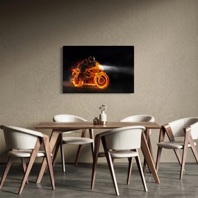 Obraz - Motorkár s plameňmi (90x60 cm)