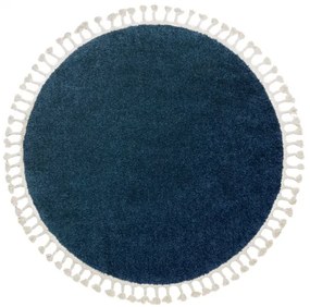 Okrúhly koberec BERBER 9000, tmavo-modrý, strapce,  Maroko Shaggy
