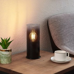 Lindby Berral stolná lampa, dymové sklo, cylinder