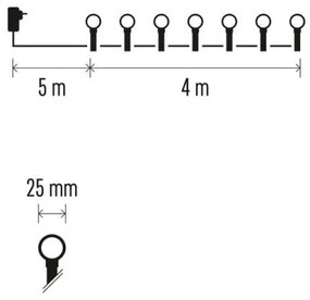 LED Vianočná vonkajšia reťaz 40xLED/9m IP44 modrá