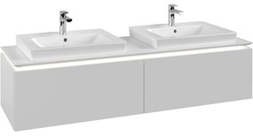 VILLEROY &amp; BOCH Legato závesná skrinka pod dve umývadlá, 2 zásuvky, s LED osvetlením, 1600 x 500 x 380 mm, White Matt, B692L0MS