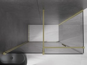 Mexen Velar, sprchový kút s posuvnými dverami 150 x 75 cm, 8mm šedé sklo, zlatá matná, 871-150-075-41-55