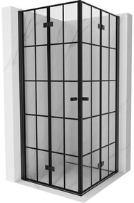 Mexen Mist-F Duo, skladací sprchový kút 95 x 95 cm, číre sklo-čierna mriežka, 8A6-095L-095P-70-77