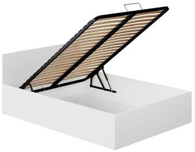 Tempo Kondela Posteľ s kovovým roštom a úložným priestorom, 140x200, biela, DOLI