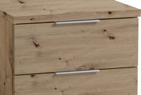 Nočný stolík s 2 zásuvkami Smilla, výška 43 cm, dub artisan