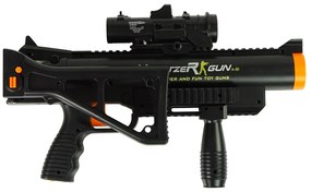 LEAN TOYS Puškový granátomet s baterkou, rakety - čierna
