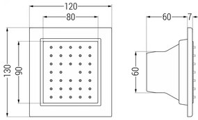 Mexen - podmietková sprchová tryska, štvorcová, 130x120 mm, čierna, 79365-70
