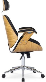 Vintino kancelárska otočná stolička ARTUR drevo dub, čierna ekokoža - vintino.sk