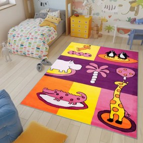 Koberec KINDER K596B CFW žltý / fialový