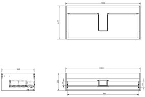 Mexen Orio, kúpeľňová skrinka 100 cm s umývadlom Vela, 1 zásuvka, grafitová matná/biela matná, 91A10-10023-1-BF66-W23M01