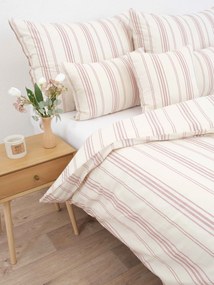 Predĺžené bavlnené obliečky Natural - Prúžky červené