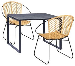 Súprava 2 ratanových jedálenských stoličiek Carla a čierneho stola Strong - Bonami Essentials