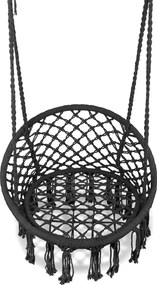 MultiGarden Závesné boho záhradné kreslo - čierne MultiGarden
