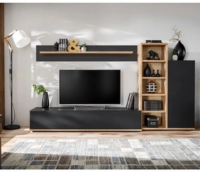 Obývacia stena Silk 3 Rzs Sk3 Dub Ribbeck/Čierna