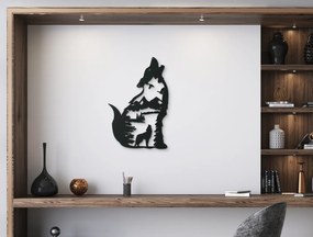 drevko Drevená nálepka Zavýjajúci vlk Rozmer obrazu: 44,5 x 29 cm, Farba dekorácie: Čierna