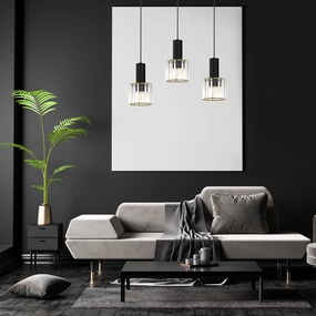 Závesné svietidlo Cristal, 3x transparentné krištáľové tienidlo, b/g