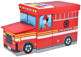 Taburetka v tvare hasičského auta červená