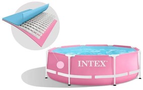 Záhradný bazén ružový s rámom 244 x 76 cm