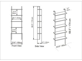 Nástenná knižnica PAULA 174x60 cm biela