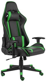 Otočná herná stolička zelená PVC