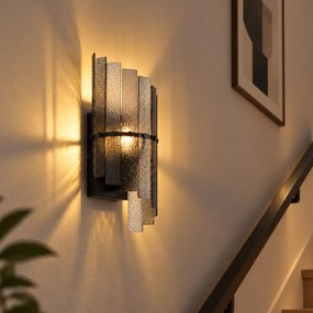 Dizajnová nástenná lampa čierna s dymovým sklom - Versailles