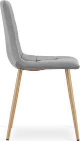 Jedálenská stolička KARA zamatová svetlosivá / hnedé nohy