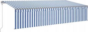 vidaXL Automaticky rolovateľná markíza so závesom, 6 x 3 m, modro-biela