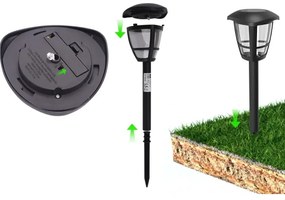 Aigostar - Sada 12x LED solárnych lámp LED/0,06W/2V 33,8 cm 6500K IP44 čierna