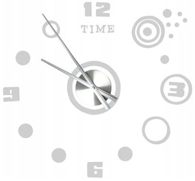 3D Nalepovacie hodiny DIY Clock, Circle strieborné  80cm