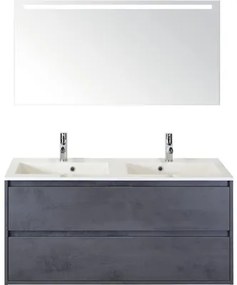 Kúpeľňová zostava Sanox Porto mramor zrkadlo 120 cm 2 zásuvky antracit s LED