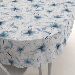 Biante Bavlnený oválny obrus Sandra SA-737 Modro-sivé kvety vanilky na bielom 60x100 cm