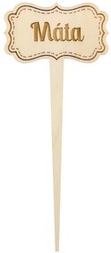 AMADEA Drevený zápich - ceduľka na bylinky Mäta, výška 20 cm, český výrobok