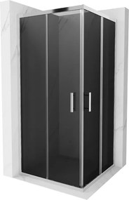 Mexen Rio, štvorcový sprchovací kút s posuvnými dverami 90(dvere) x 90(dvere) x 190 cm, 6mm šedé sklo, chrómový profil, 860-090-090-01-40