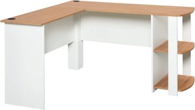 HOMCOM Počítačový stôl s poličkami pre kanceláriu a dom, L-tvar, 136x130x72 cm, drevo | Aosom
