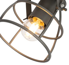 Priemyselné bodové svetlo tmavosivé s dreveným nastaviteľným 2-svetlom - Arthur