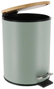 Odpadkový kôš Timeless, zelená/s drevenými prvkami, 2,5 l
