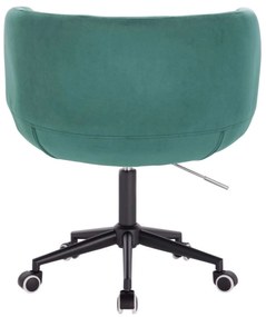 LuxuryForm DESIGN Kreslo MONTANA VELUR na čiernej podstave s kolieskami - zelená