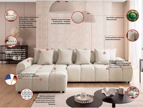 Béžová rohová pohovka (ľavý roh/s leňoškou) Albane – Ropez