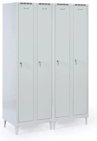 Plechová šatníková skrinka S8 na nohách, 2-dverová, 1920 x 600 x 500 mm, cylindrický zámok, modré dvere