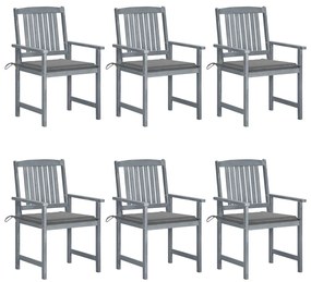 Záhradné stoličky s podložkami 6 ks akáciový masív sivé 3078208