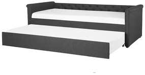 Rozkladacia čalúnená posteľ 80 x 200 cm tmavosivá LIBOURNE Beliani
