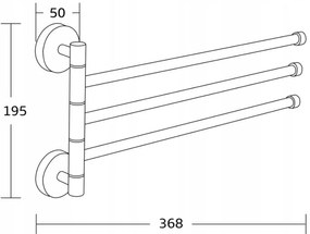 Nástenný vešiak na uteráky MEXEN - 3 ramenný - zlatý, 7039243-50