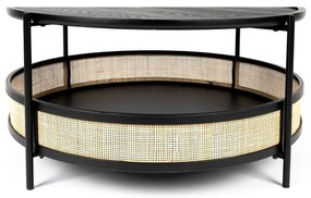 Okrúhly konferenčný stolík v čierno-prírodnej farbe ø 80 cm Makoto – White Label