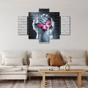 Obraz - Ružový motýľ v stene (150x105 cm)