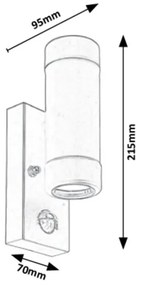 Rabalux 8835 - Vonkajšie nástenné svietidlo so senzorom MEDINA 2xGU10/10W/230V IP44 čierna
