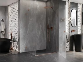 Mexen Lunar-B, pravostranný výklopný sprchový kút 90 x 70 cm, 8mm číre sklo, profil medená matná, 832-090-070-65-00-P