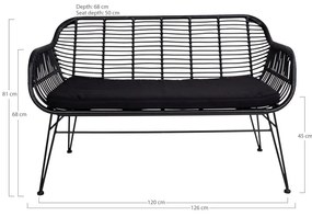 Čierna záhradná pohovka z umelého ratanu House Nordic Trieste