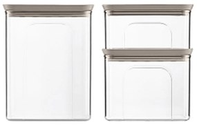 STEFANPLAST Súprava 3 obdĺžnikových dóz Tosca, transparetná/svetlo sivá