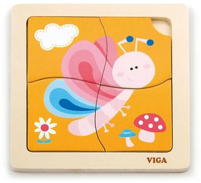 Drevené puzzle pre najmenších Viga 4 ks Motýlik